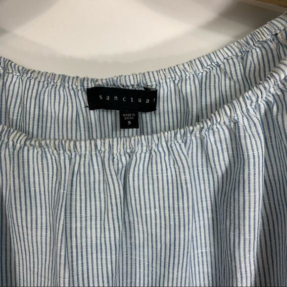 Sanctuary Narrow Blue Stripe Linen Top Sz Small - Picture 8 of 8